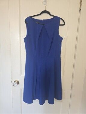 Alyx Royal Blue V-Neck Cap Sleeve Sheath Dress 16